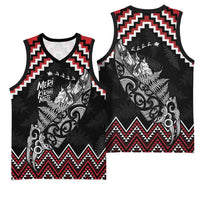 New Zealand Christmas Taniko Poutama Basketball Jersey Mountainscape Maori Fern LT7 - Polynesian Pride