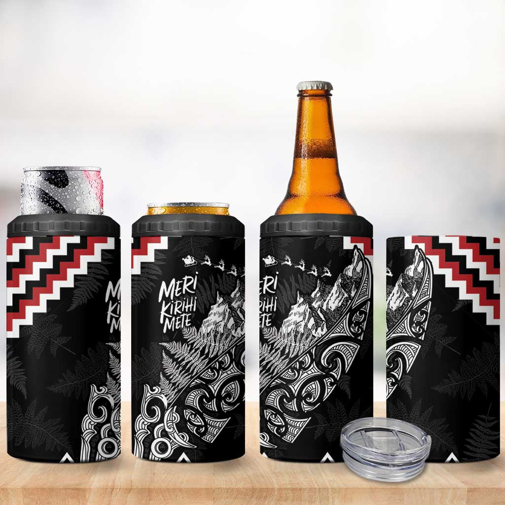 New Zealand Christmas Taniko Poutama 4 in 1 Can Cooler Tumbler Mountainscape Maori Fern LT7 - Polynesian Pride