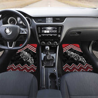 New Zealand Christmas Taniko Poutama Car Mats Mountainscape Maori Fern LT7 Set 2pcs - Front Black - Polynesian Pride