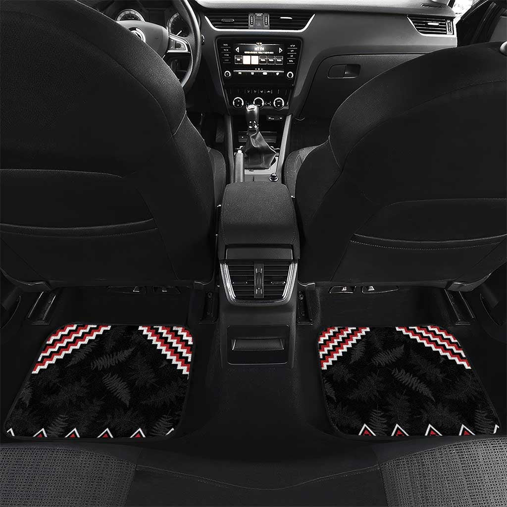 New Zealand Christmas Taniko Poutama Car Mats Mountainscape Maori Fern LT7 Set 2pcs - Back Black - Polynesian Pride