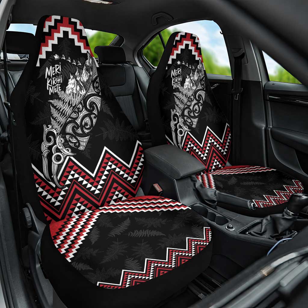 New Zealand Christmas Taniko Poutama Car Seat Cover Mountainscape Maori Fern LT7 One Size Black - Polynesian Pride
