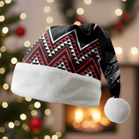 New Zealand Christmas Taniko Poutama Christmas Santa Hat Mountainscape Maori Fern LT7 Without Fur Black - Polynesian Pride