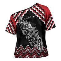 New Zealand Christmas Taniko Poutama Cross Shoulder Shirt Mountainscape Maori Fern LT7 - Polynesian Pride