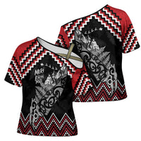 New Zealand Christmas Taniko Poutama Cross Shoulder Shirt Mountainscape Maori Fern LT7 - Polynesian Pride