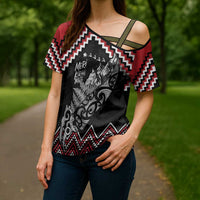 New Zealand Christmas Taniko Poutama Cross Shoulder Shirt Mountainscape Maori Fern LT7 - Polynesian Pride