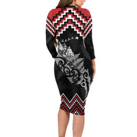 New Zealand Christmas Taniko Poutama Family Matching Long Sleeve Bodycon Dress and Hawaiian Shirt Mountainscape Maori Fern LT7 - Polynesian Pride