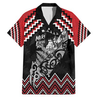 New Zealand Christmas Taniko Poutama Family Matching Mermaid Dress and Hawaiian Shirt Mountainscape Maori Fern LT7 Dad's Shirt - Short Sleeve Black - Polynesian Pride