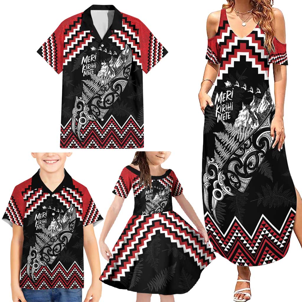 New Zealand Christmas Taniko Poutama Family Matching Summer Maxi Dress and Hawaiian Shirt Mountainscape Maori Fern LT7 - Polynesian Pride