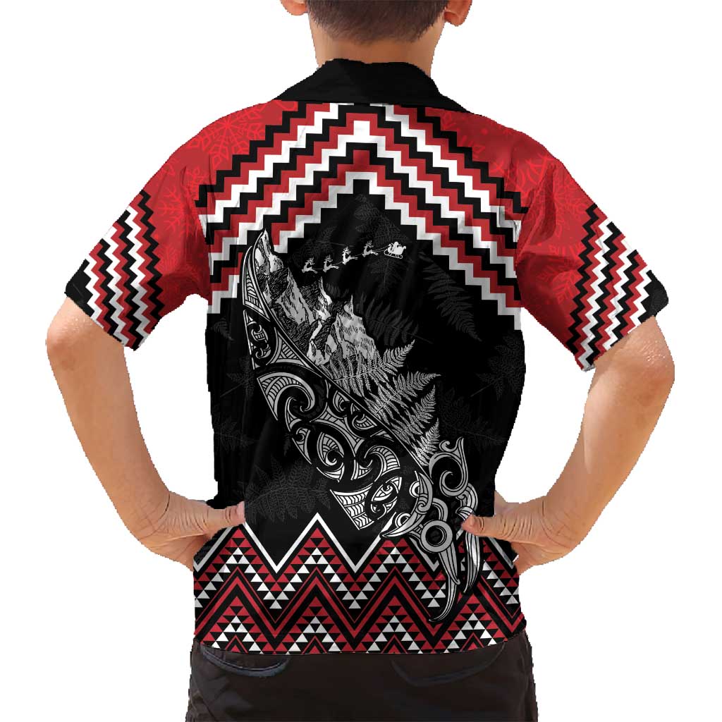 New Zealand Christmas Taniko Poutama Family Matching Tank Maxi Dress and Hawaiian Shirt Mountainscape Maori Fern LT7 - Polynesian Pride