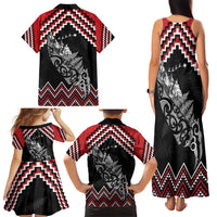 New Zealand Christmas Taniko Poutama Family Matching Tank Maxi Dress and Hawaiian Shirt Mountainscape Maori Fern LT7 - Polynesian Pride