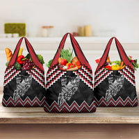 New Zealand Christmas Taniko Poutama Grocery Bag Mountainscape Maori Fern LT7 3-pack One Size Black - Polynesian Pride