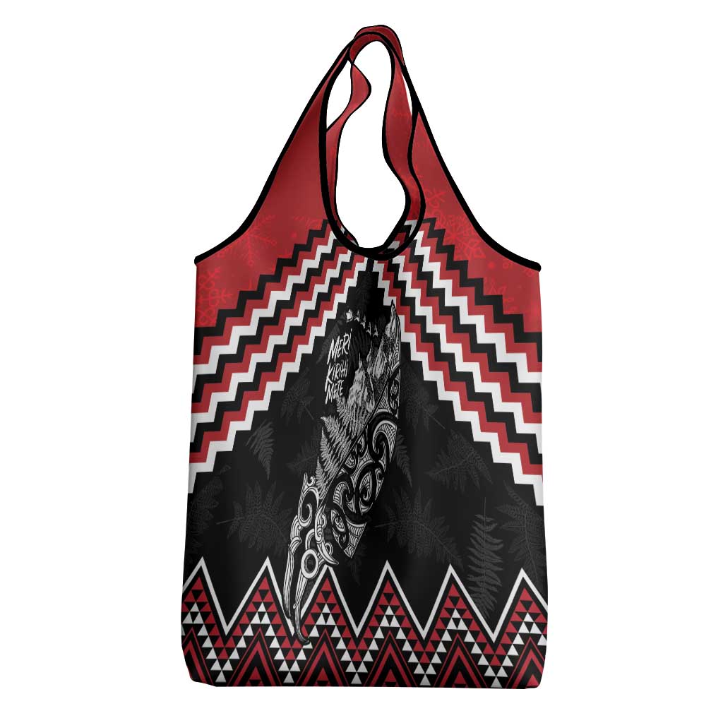 New Zealand Christmas Taniko Poutama Grocery Bag Mountainscape Maori Fern LT7 - Polynesian Pride
