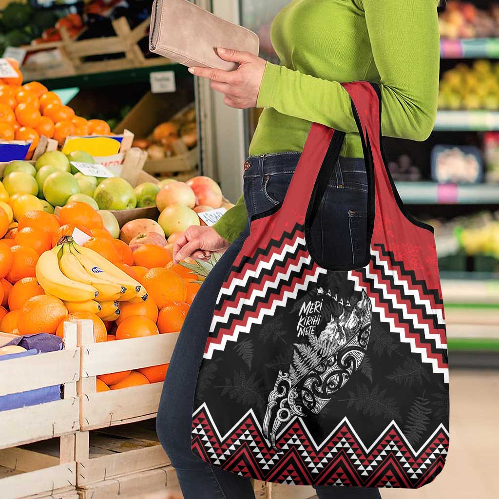 New Zealand Christmas Taniko Poutama Grocery Bag Mountainscape Maori Fern LT7 - Polynesian Pride