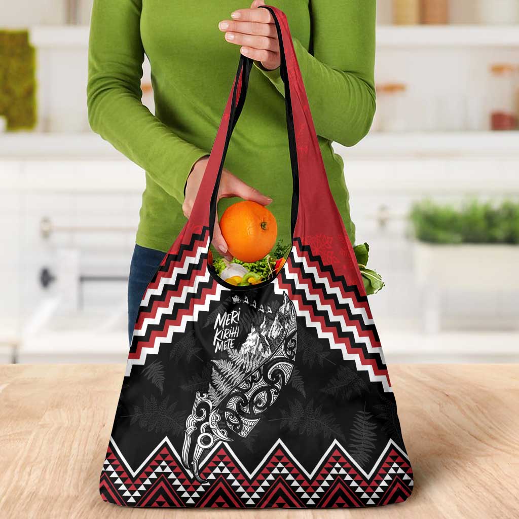 New Zealand Christmas Taniko Poutama Grocery Bag Mountainscape Maori Fern LT7 - Polynesian Pride