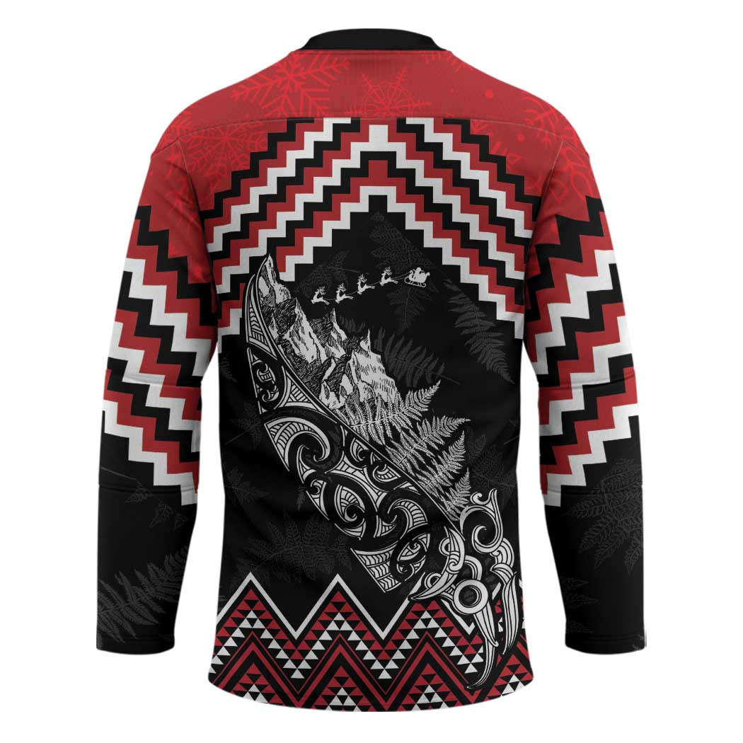 New Zealand Christmas Taniko Poutama Hockey Jersey Mountainscape Maori Fern LT7 - Polynesian Pride