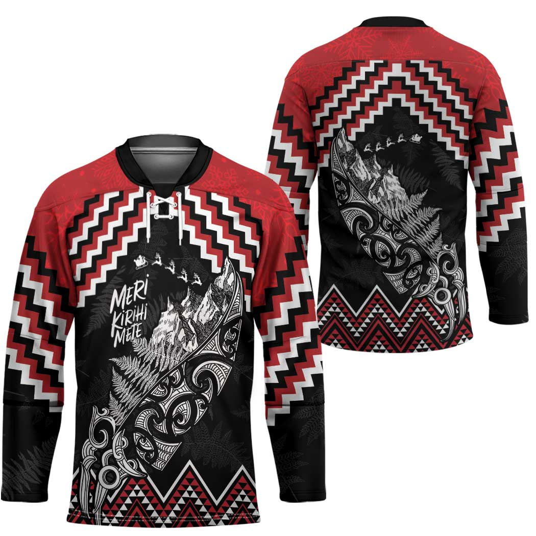 New Zealand Christmas Taniko Poutama Hockey Jersey Mountainscape Maori Fern LT7 - Polynesian Pride