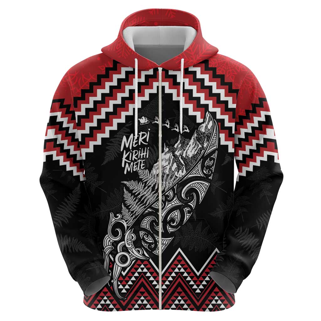 New Zealand Christmas Taniko Poutama Hoodie Mountainscape Maori Fern LT7 - Polynesian Pride