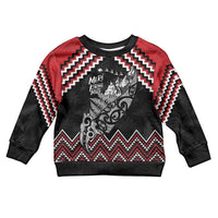New Zealand Christmas Taniko Poutama Kid Ugly Christmas Sweater Mountainscape Maori Fern LT7 Kid Black - Polynesian Pride