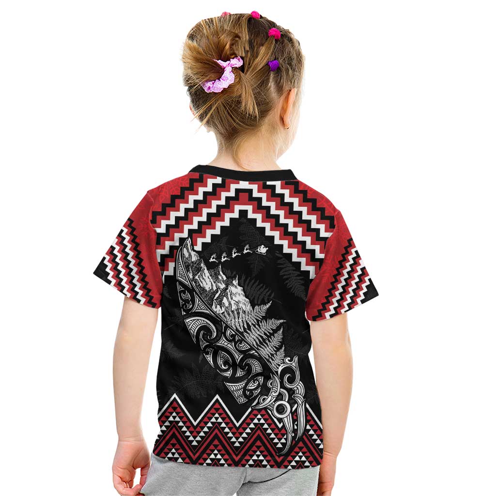 New Zealand Christmas Taniko Poutama Kid T Shirt Mountainscape Maori Fern LT7 - Polynesian Pride