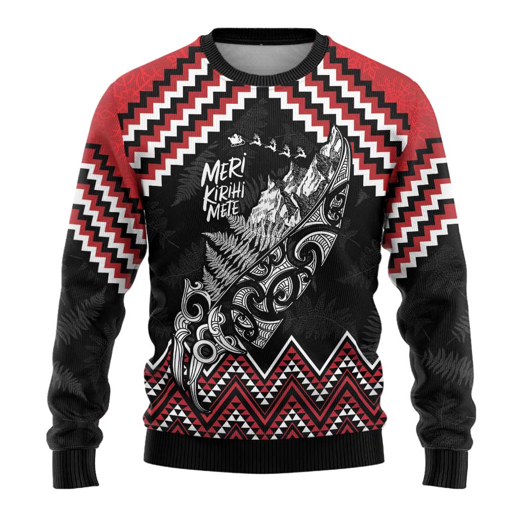 New Zealand Christmas Taniko Poutama Ugly Christmas Sweater Mountainscape Maori Fern LT7 - Polynesian Pride
