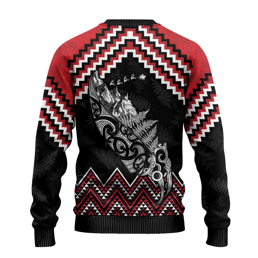 New Zealand Christmas Taniko Poutama Ugly Christmas Sweater Mountainscape Maori Fern LT7 - Polynesian Pride