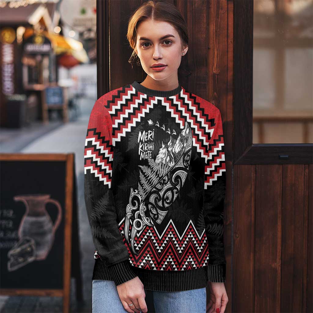 New Zealand Christmas Taniko Poutama Ugly Christmas Sweater Mountainscape Maori Fern LT7 - Polynesian Pride