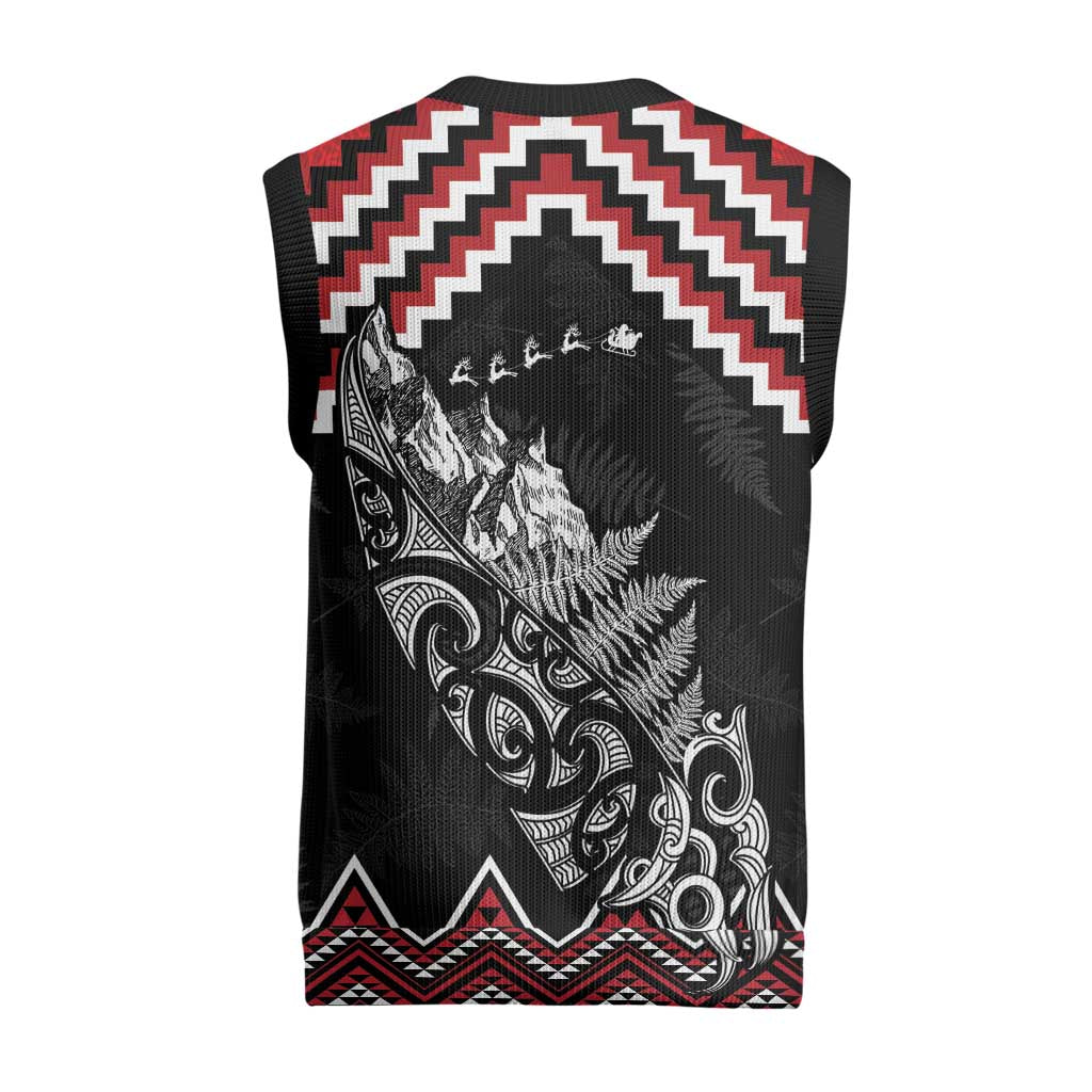 New Zealand Christmas Taniko Poutama Christmas Knitted V-Neck Vest Mountainscape Maori Fern LT7 - Polynesian Pride