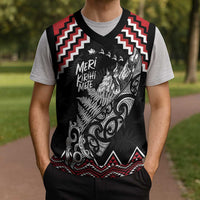 New Zealand Christmas Taniko Poutama Christmas Knitted V-Neck Vest Mountainscape Maori Fern LT7 - Polynesian Pride