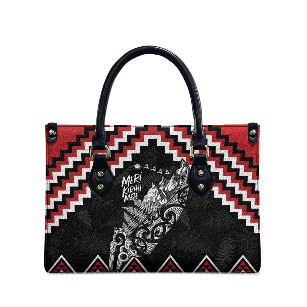 New Zealand Christmas Taniko Poutama Leather Bag Mountainscape Maori Fern LT7 - Polynesian Pride