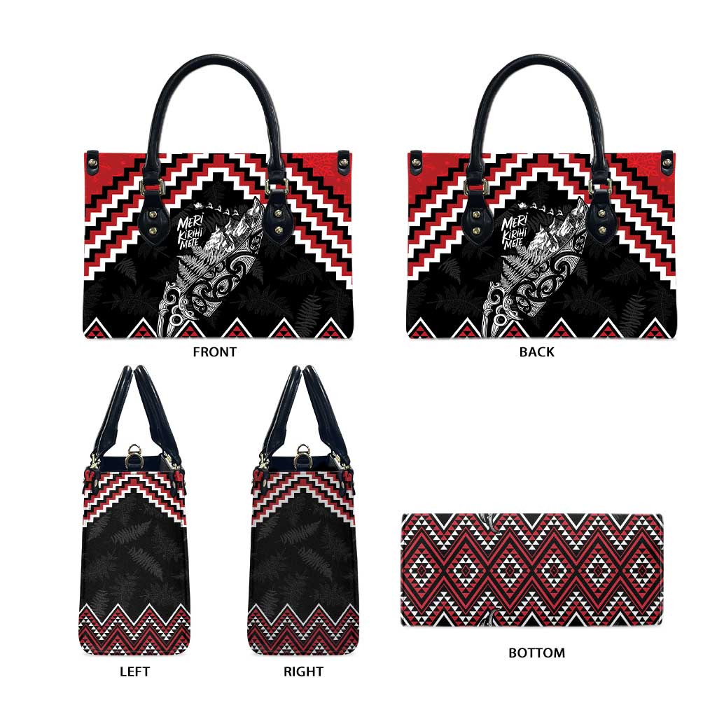 New Zealand Christmas Taniko Poutama Leather Bag Mountainscape Maori Fern LT7 - Polynesian Pride