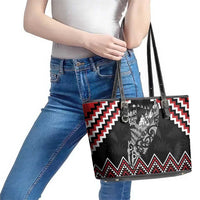 New Zealand Christmas Taniko Poutama Leather Tote Bag Mountainscape Maori Fern LT7 - Polynesian Pride