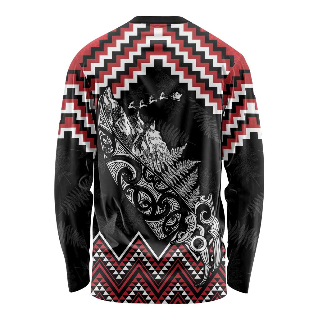 New Zealand Christmas Taniko Poutama Long Sleeve Shirt Mountainscape Maori Fern LT7 - Polynesian Pride