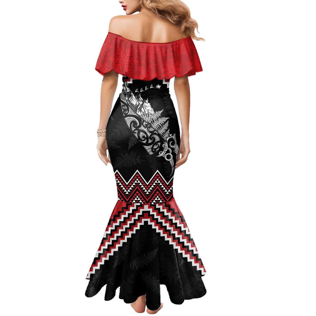 New Zealand Christmas Taniko Poutama Mermaid Dress Mountainscape Maori Fern LT7 - Polynesian Pride