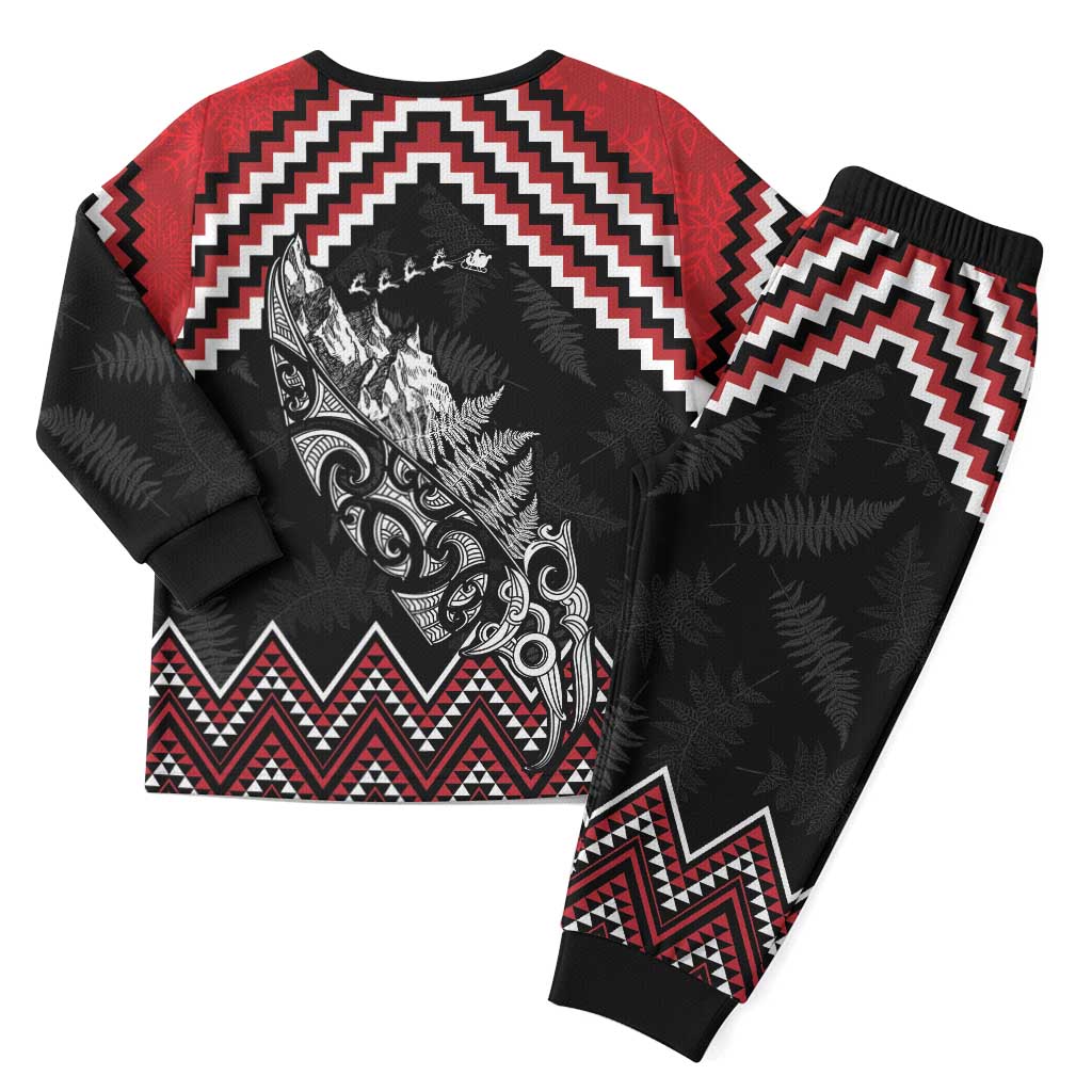 New Zealand Christmas Taniko Poutama Christmas Pajama Set Mountainscape Maori Fern LT7 - Polynesian Pride