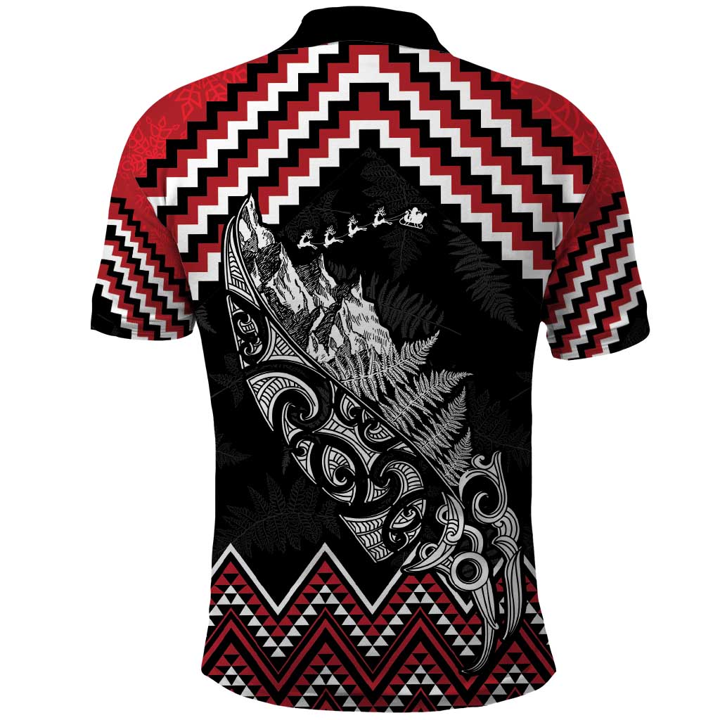 New Zealand Christmas Taniko Poutama Polo Shirt Mountainscape Maori Fern LT7 - Polynesian Pride