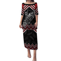 New Zealand Christmas Taniko Poutama Puletasi Mountainscape Maori Fern LT7 Long Dress Black - Polynesian Pride