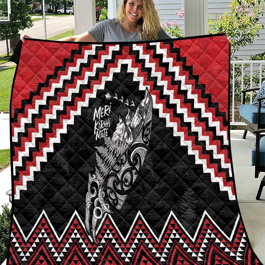 New Zealand Christmas Taniko Poutama Quilt Mountainscape Maori Fern LT7 Black - Polynesian Pride