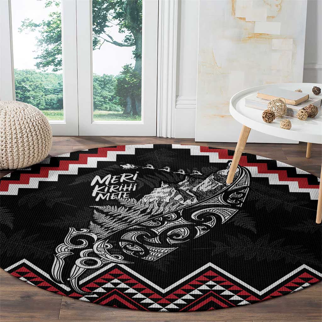 New Zealand Christmas Taniko Poutama Round Carpet Mountainscape Maori Fern LT7 - Polynesian Pride