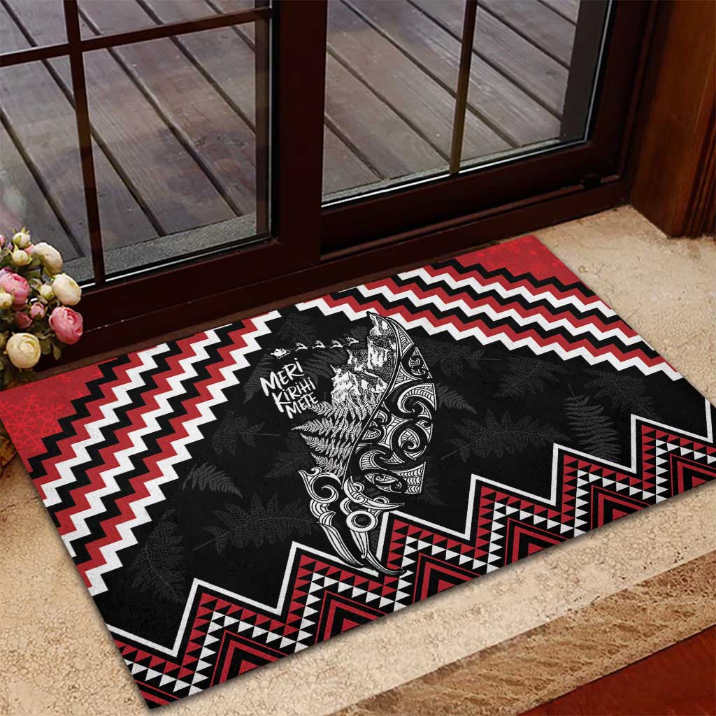 New Zealand Christmas Taniko Poutama Rubber Doormat Mountainscape Maori Fern LT7 - Polynesian Pride