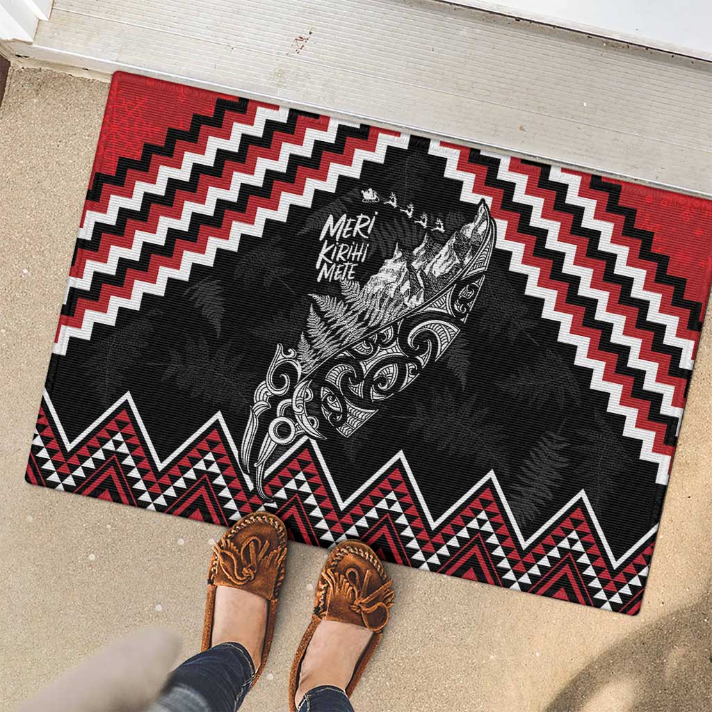 New Zealand Christmas Taniko Poutama Rubber Doormat Mountainscape Maori Fern LT7 - Polynesian Pride