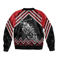New Zealand Christmas Taniko Poutama Sleeve Zip Bomber Jacket Mountainscape Maori Fern LT7 - Polynesian Pride