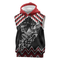 New Zealand Christmas Taniko Poutama Sleeveless Hoodie Mountainscape Maori Fern LT7 Black - Polynesian Pride
