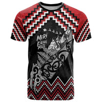 New Zealand Christmas Taniko Poutama T Shirt Mountainscape Maori Fern LT7 Black - Polynesian Pride
