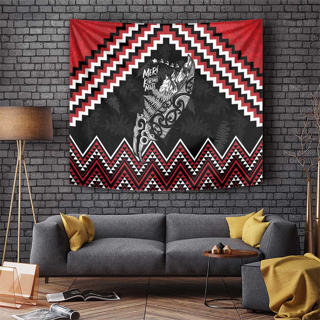 New Zealand Christmas Taniko Poutama Tapestry Mountainscape Maori Fern LT7 Black - Polynesian Pride