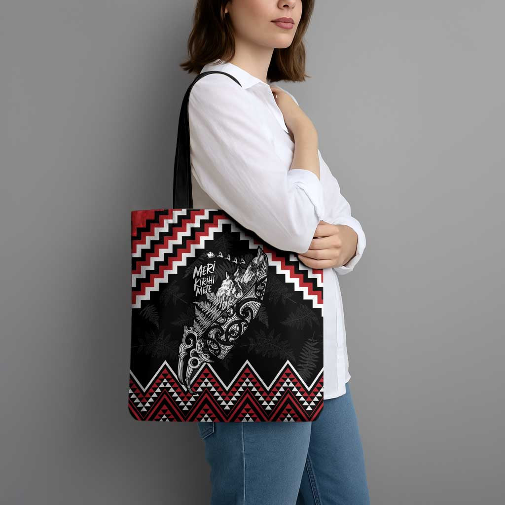 New Zealand Christmas Taniko Poutama Tote Bag Mountainscape Maori Fern LT7 - Polynesian Pride