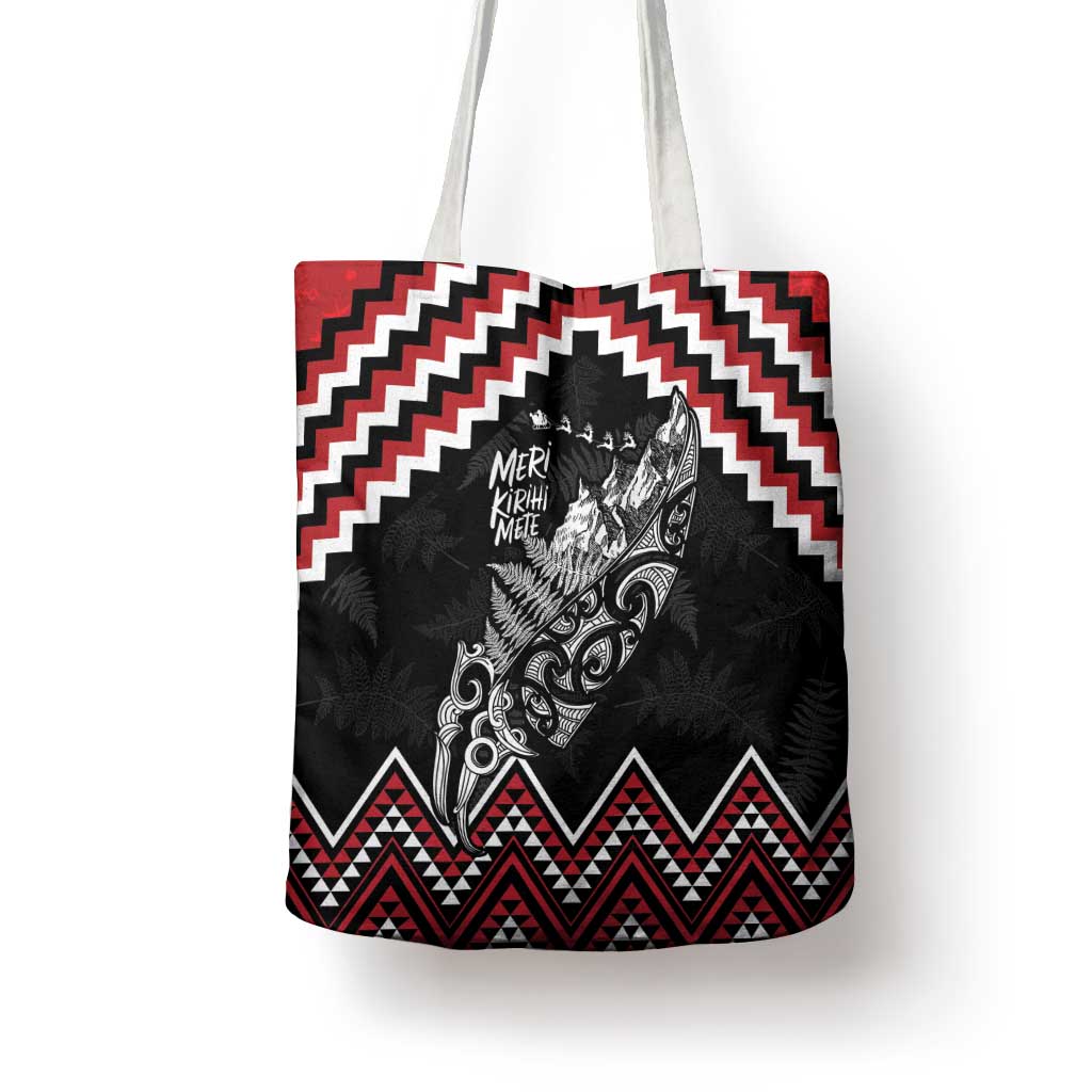 New Zealand Christmas Taniko Poutama Tote Bag Mountainscape Maori Fern LT7 - Polynesian Pride