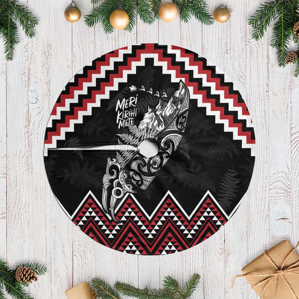 New Zealand Christmas Taniko Poutama Tree Skirt Mountainscape Maori Fern LT7 Casual Black - Polynesian Pride