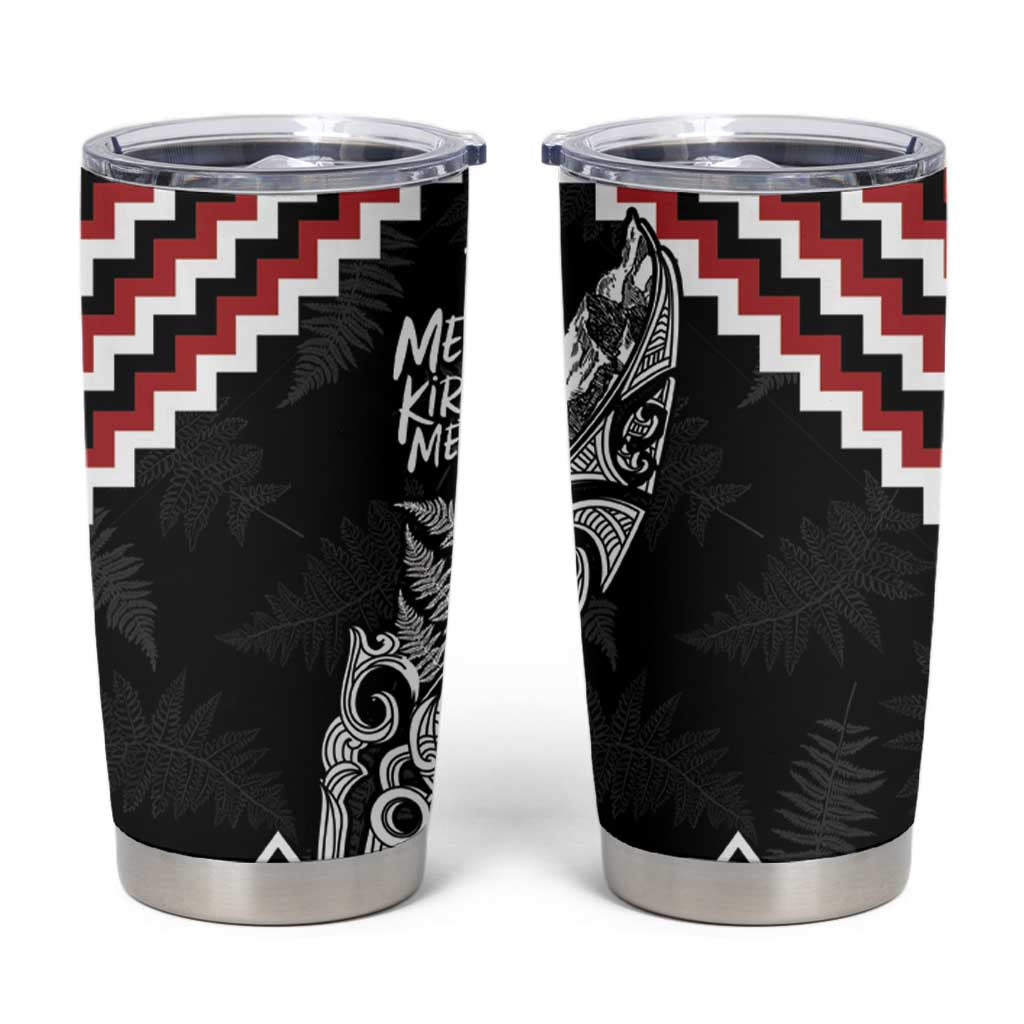 New Zealand Christmas Taniko Poutama Tumbler Cup Mountainscape Maori Fern LT7 Black - Polynesian Pride
