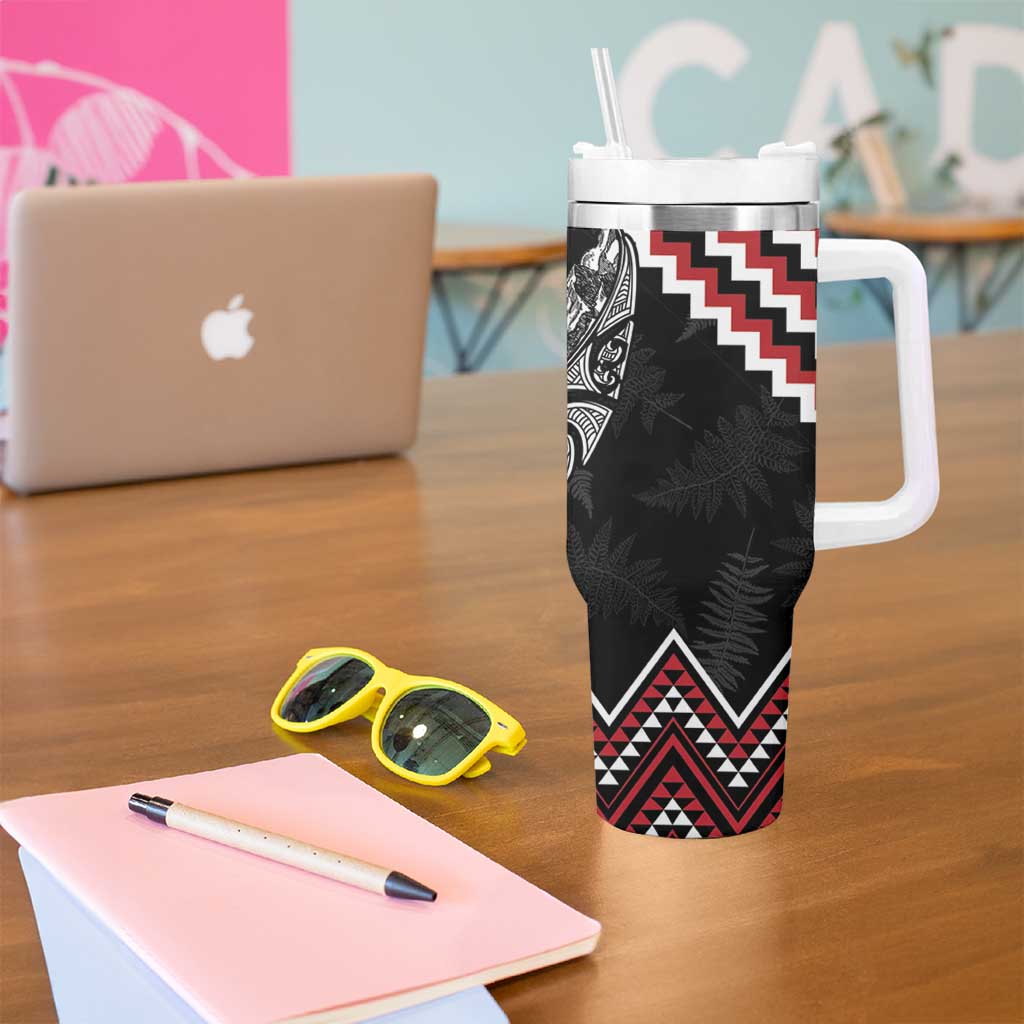 New Zealand Christmas Taniko Poutama Tumbler With Handle Mountainscape Maori Fern LT7 - Polynesian Pride