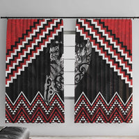 New Zealand Christmas Taniko Poutama Window Curtain Mountainscape Maori Fern LT7 With Hooks Black - Polynesian Pride